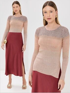 Zimmermann Illustration Mouline Ombre Rib Top Pink Multi US 12 NWT AU 4 Knit
